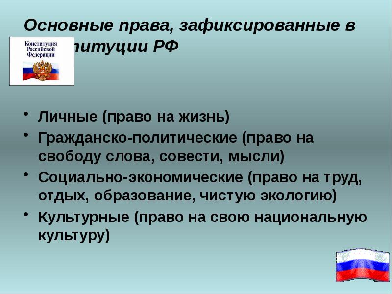 Права человека по конституции рф презентация