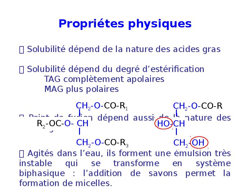 Propriétes physiques Propriétes physiques