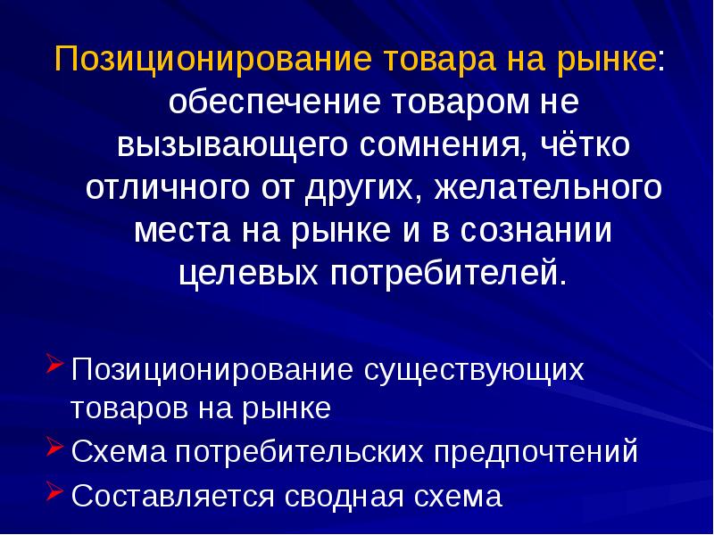 Позиционирование товара на рынке презентация