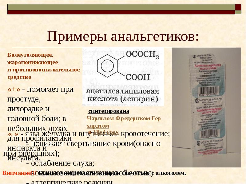 Примеры анальгетиков: