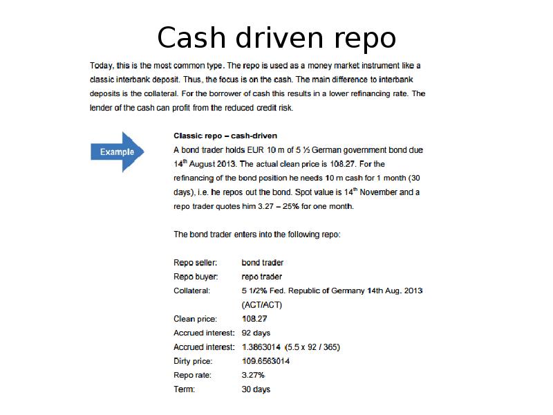 Cash driven repo Cash driven repo