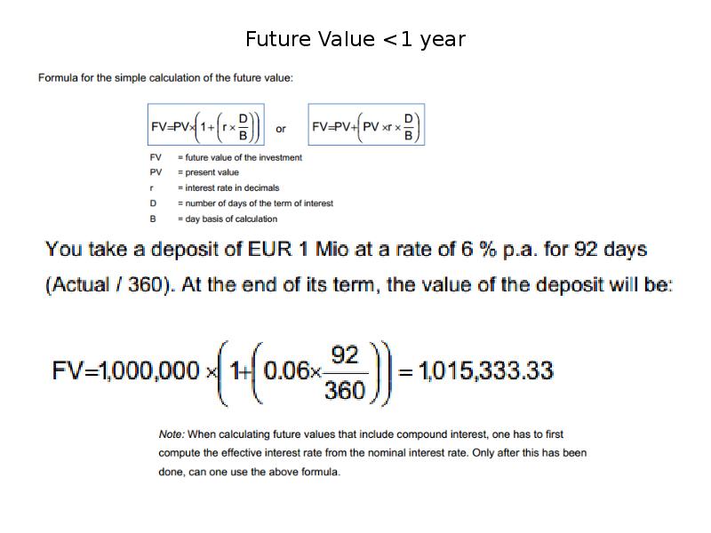Future Value <1 year Future Value <1 year