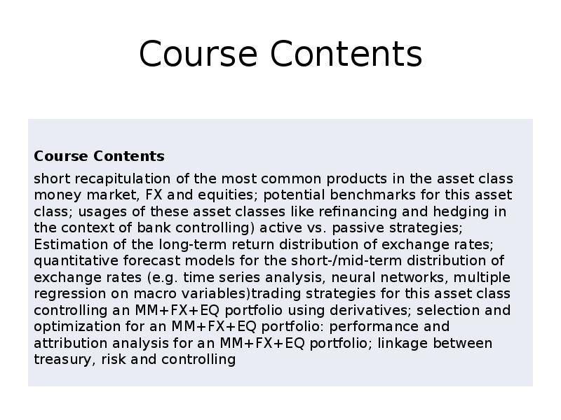 Course Contents Course Contents