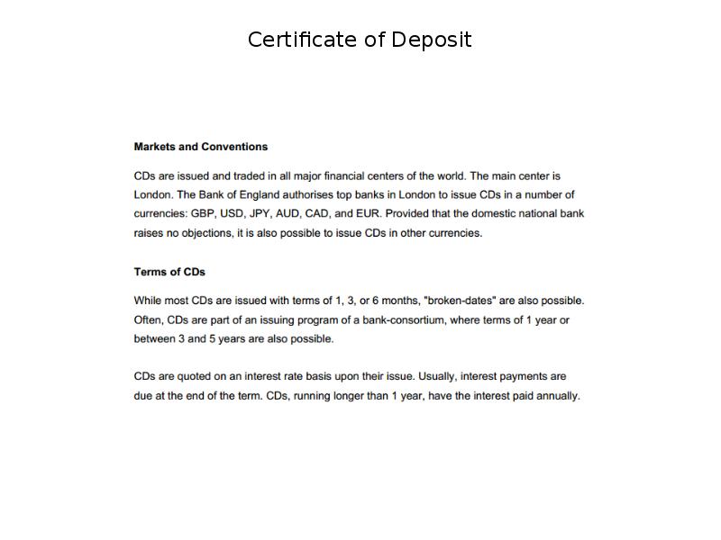 Certificate of Deposit Certificate of Deposit