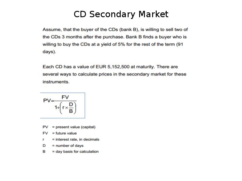 CD Secondary Market CD Secondary Market