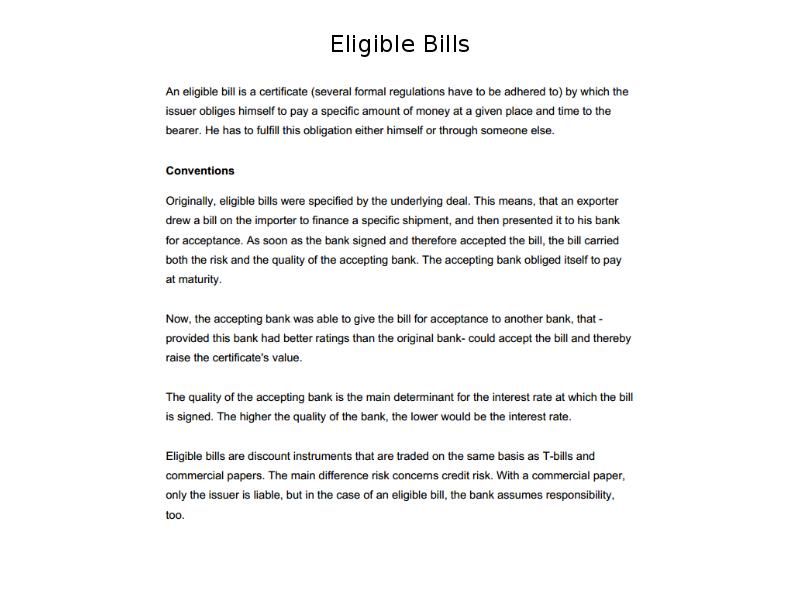 Eligible Bills Eligible Bills