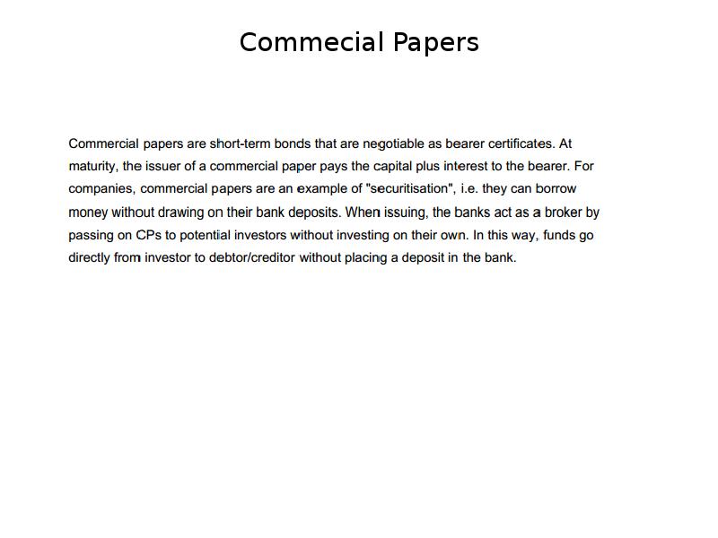 Commecial Papers Commecial Papers