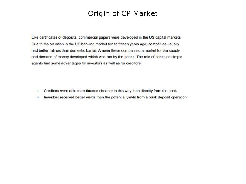 Origin of CP Market Origin of CP Market
