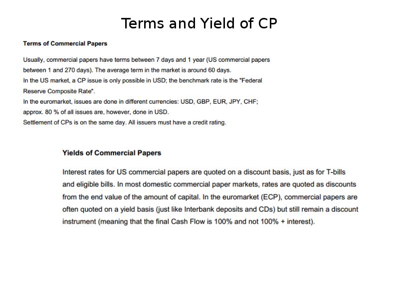 Terms and Yield of CP Terms and Yield of CP