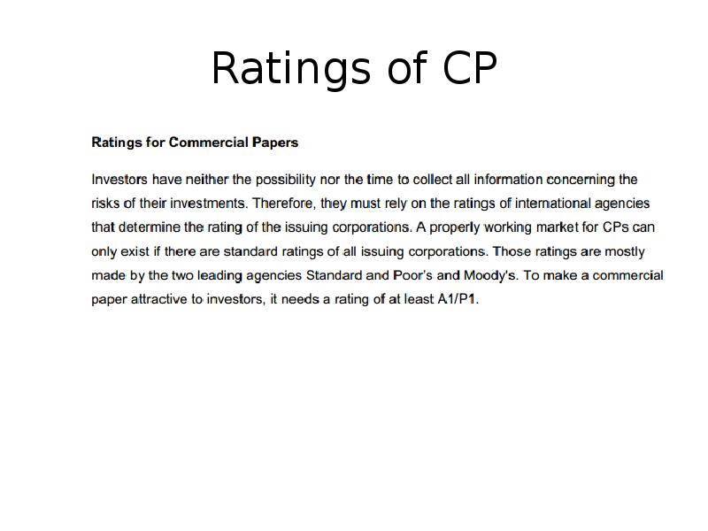 Ratings of CP Ratings of CP