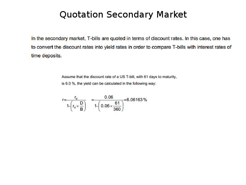 Quotation Secondary Market Quotation Secondary Market