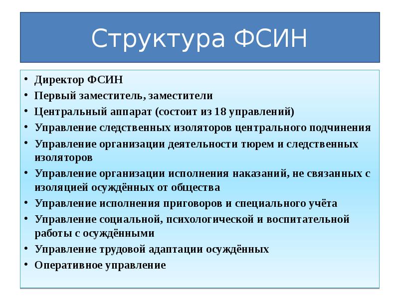 Схема таблица управление деятельностью тюрем и следственных изоляторов фсин россии