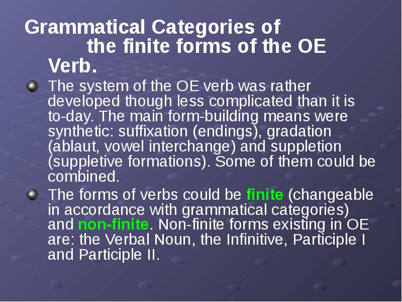 Grammatical Categories of        