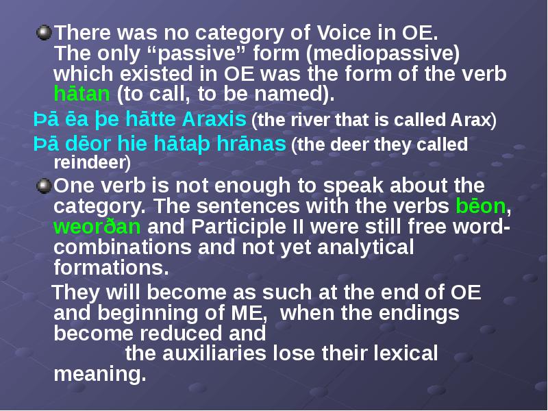 There was no category of Voice in OE.   
