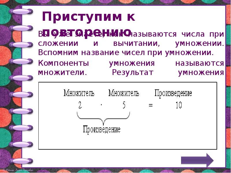 Связь множителей с произведением 2 класс