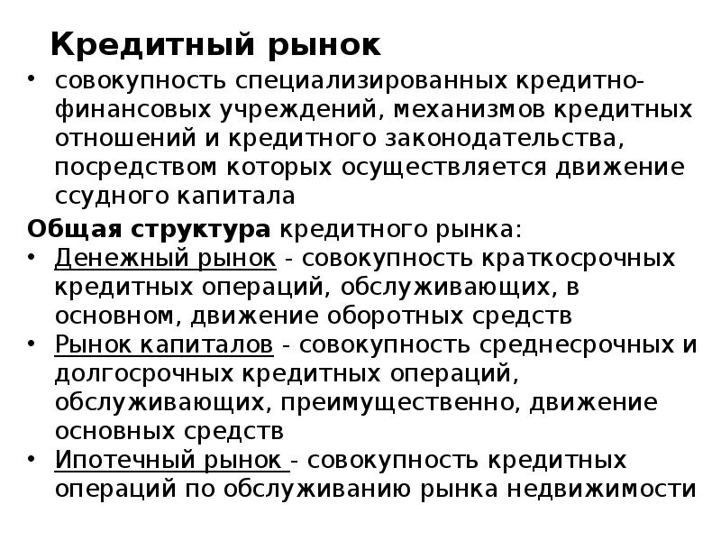 Рынок конспект