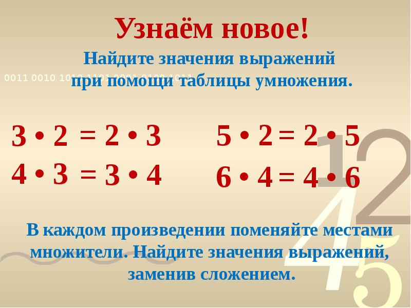 Переместительное свойство умножения 2 класс перспектива презентация и конспект