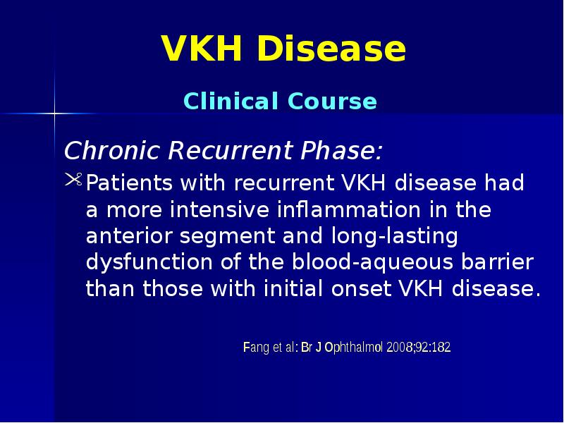 VKH Disease Chronic Recurrent Phase: Patients with recurrent VKH disease had