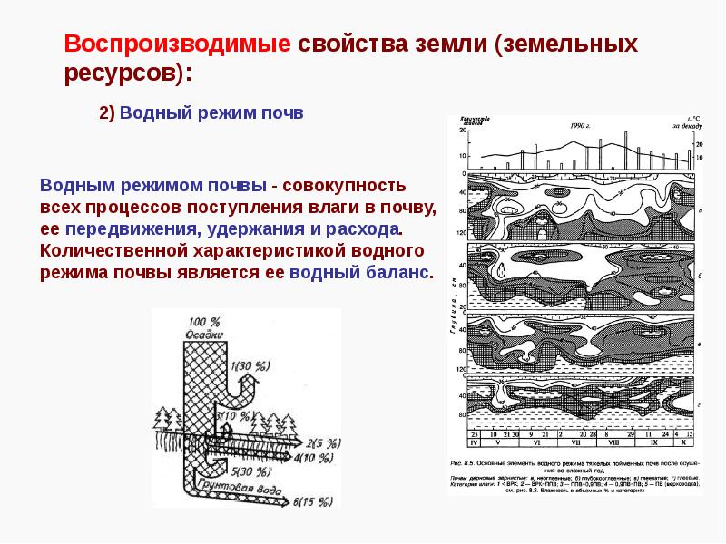 Режимы почвы. Свойства земли учитываемые при землеустройстве. Водный режим почв. Источники поступления влаги в почву. Водный баланс и типы водного режима почвы.