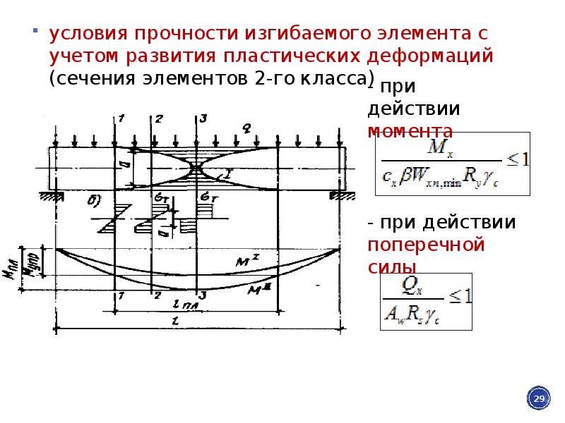 Рассчитать элементы. Учет развития пластических деформаций.