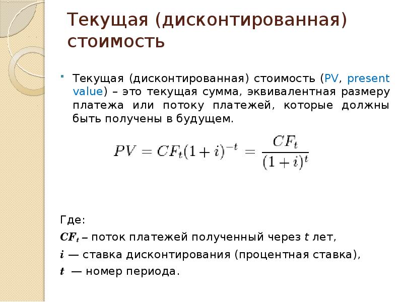 Дисконтированная стоимость проекта