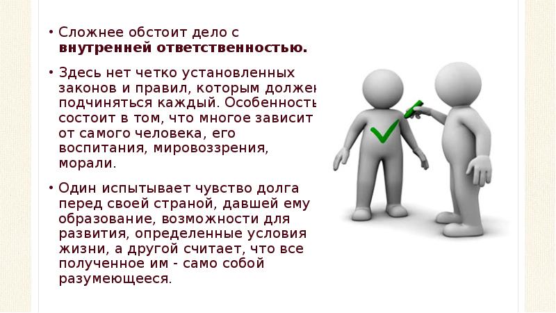 Обстоят дела. Реферат по обществознанию. Внутренняя ответственность человека. Сложность ответственность. Почему мы должны подчиняться закону.