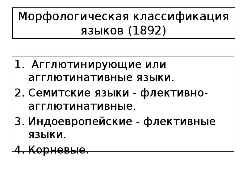 Морфологическая классификация языков презентация