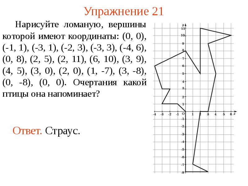 Координатный рисунок страус