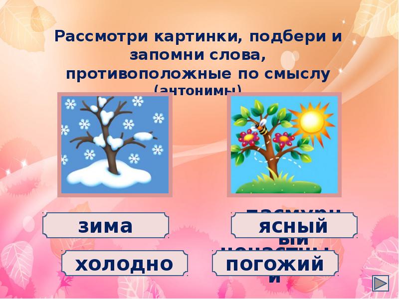 Однокоренное противоположное слово зацветать. Зима лето антонимы. Зима антонимы. Подобрать картинки по смыслу. Слова противоположные по смыслу.