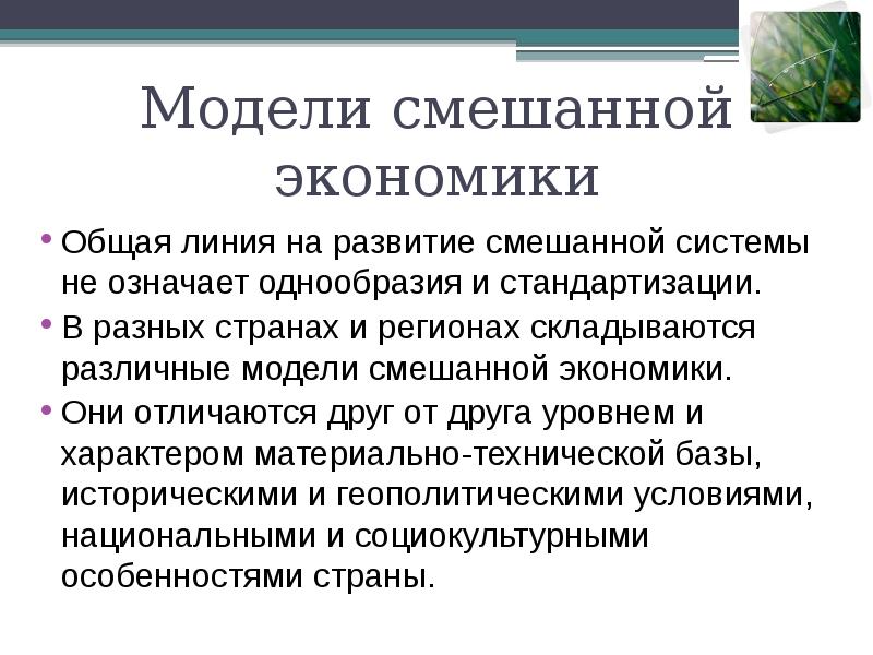 Смешанная модель. Смешанное развитие.