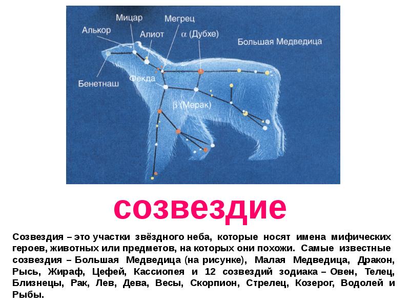 Как появилась медведица на небе. Большая Медведица Созвездие название. Известные созвездия большая Медведица. Большая Медведица — это самое известное Созвездие.. Самое большое Созвездие на небе.