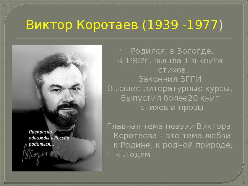 Презентация вологодские писатели и поэты