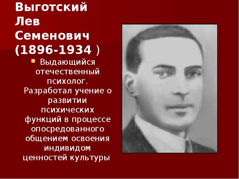 Выготский лев семенович. Выготский Лев Семенович (1896-1934). Выдающийся отечественный психолог Лев Семенович Выготский. Выготский Лев Семёнович годы жизни и род занятий. Лев Семенович Выготский краткая биография.