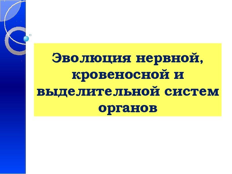 Эволюция нервной, кровеносной и выделительной систем органов