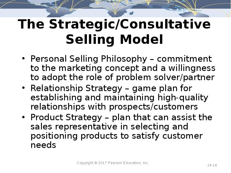 The Strategic/Consultative Selling Model Personal Selling Philosophy – commitment to the