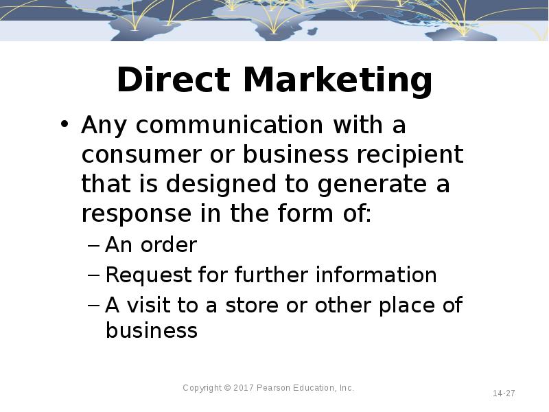 Direct Marketing Any communication with a consumer or business recipient that