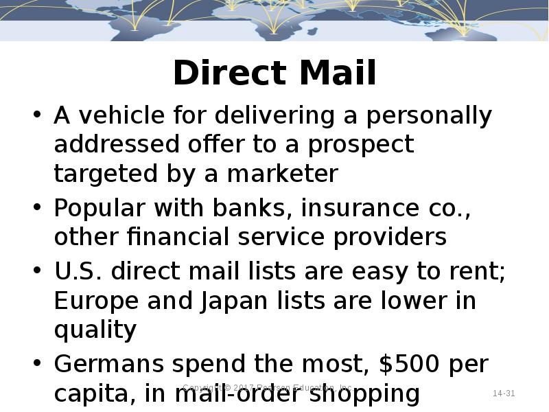 Direct Mail A vehicle for delivering a personally addressed offer to