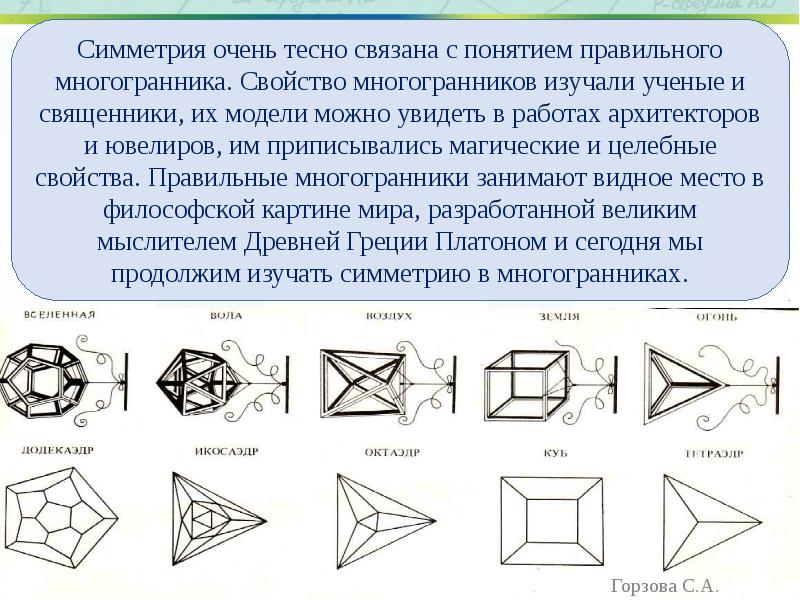 Вычисление элементов многогранников. Элементы симметрии правильных многоугольников таблица. Симметрия правильные многогранники 10.