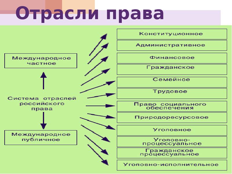 Отрасли права схема