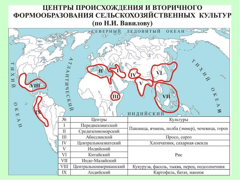 Карта происхождения растений