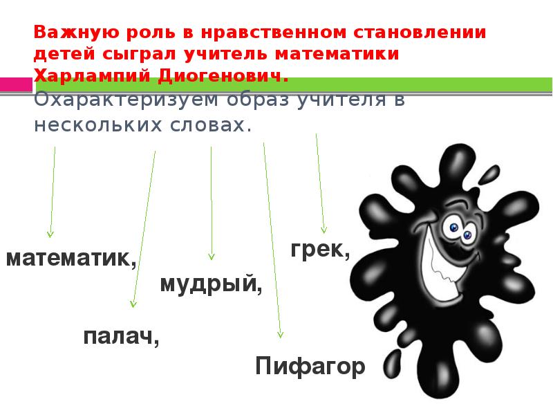 Чем харлампий диогенович отличался от других учителей. Учитель математики Харлампий Диогенович. Харлампий Диогенович схема кластер. Анализ образа Харлампия Диогеновича. Привычки учителя Харлампия Диогеновича.