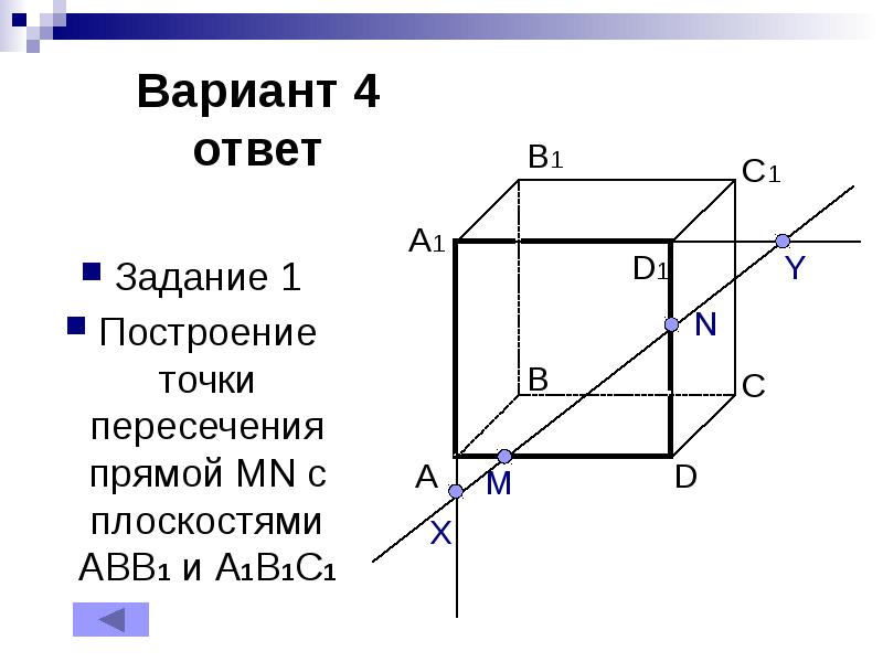 На рисунке 1 постройте точки пересечения прямой mn