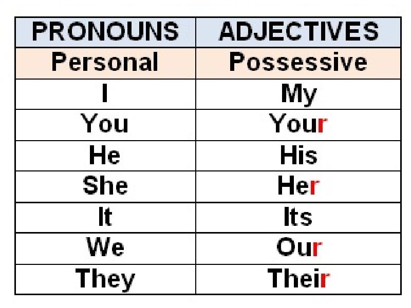 Pronouns my his her