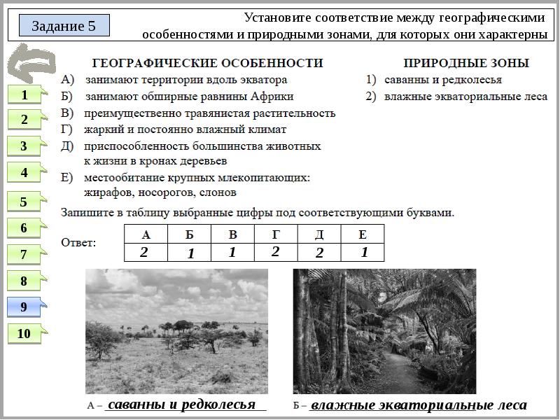 Установите соответствия между природными зонами и их изображениями