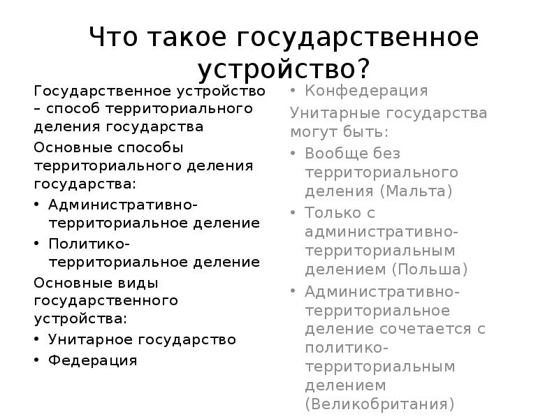 Государственное устройство презентация