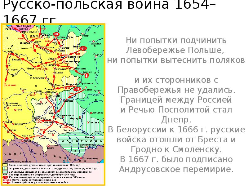 Перемирие между россией и речью посполитой год. 1667 Андрусовское перемирие.