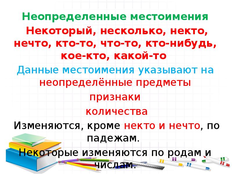 Урок русского языка 6 класс неопределенные местоимения. Неопределенные местоимения.