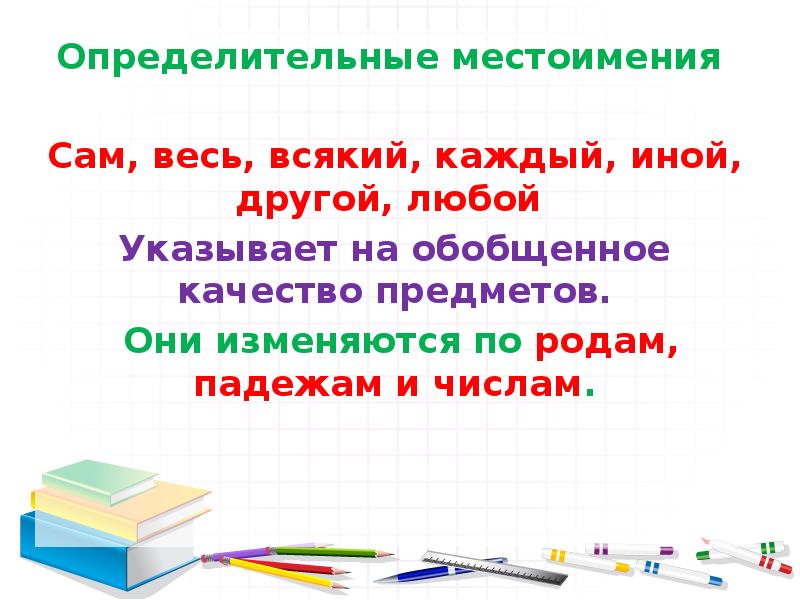 Урок русского языка определительные местоимения 6 класс