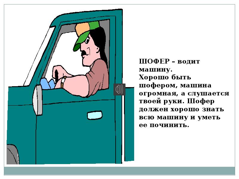 Хожу вожу. Предложение про шофера. Как правильно пишется водитель. Кто такой шофер. Что должен знать водитель.