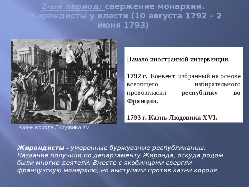 Период якобинской диктатуры. Свержение власти жирондистов. Французская буржуазная революция жирондисты. Свержение монархии. Жирондистский период французской революции.